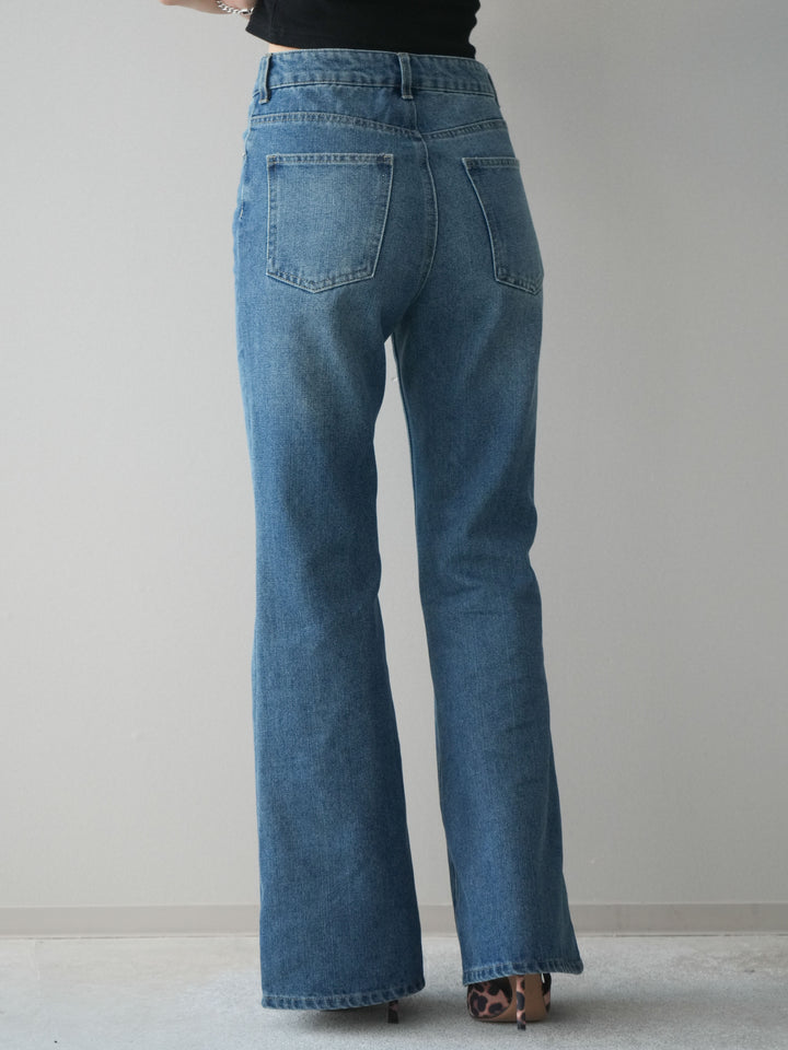 [予約]フレアデニムパンツ/blue