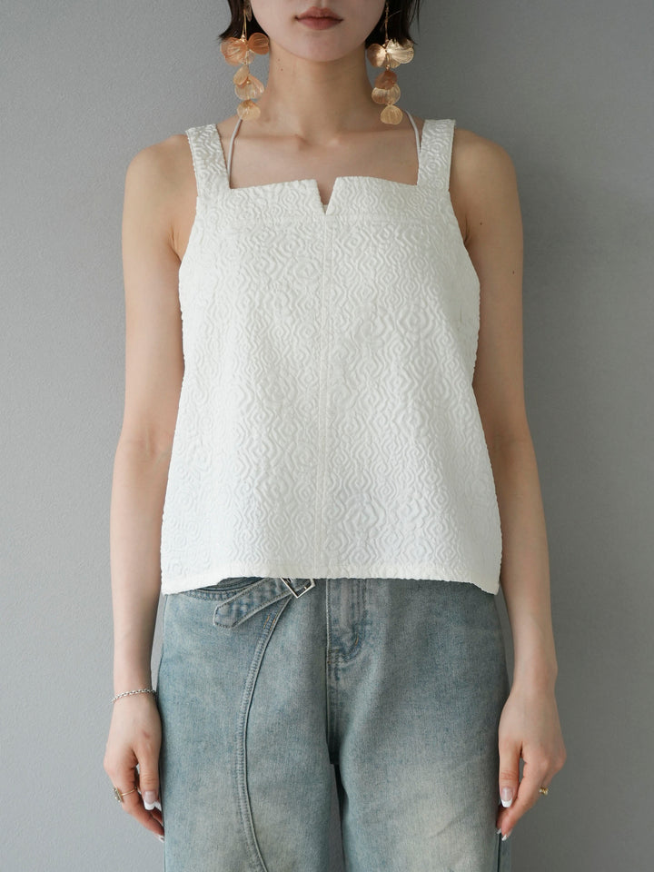 [Pre-order] Puffy Jacquard Bustier Cami Top/Ivory