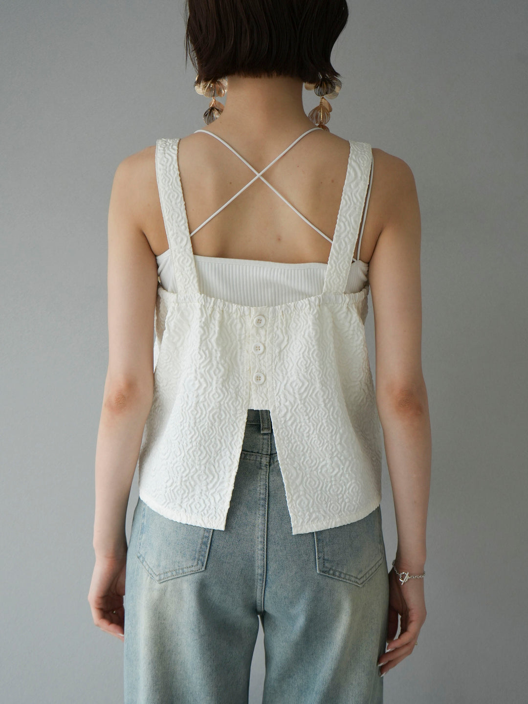 [Pre-order] Puffy Jacquard Bustier Cami Top/Ivory