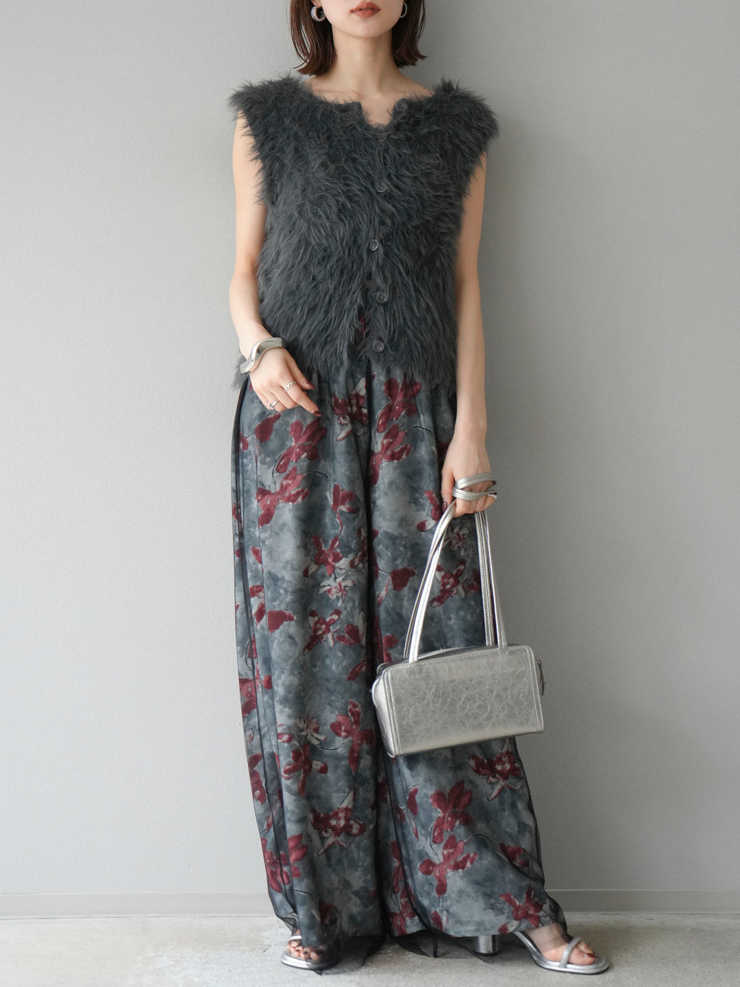 [予約]シャギーニットベスト/チャコール