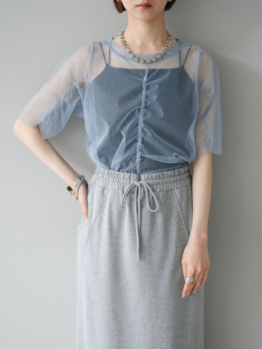 [SET]ラメチュールシャーリングプルオーバー+選べるアクセセット(2set)