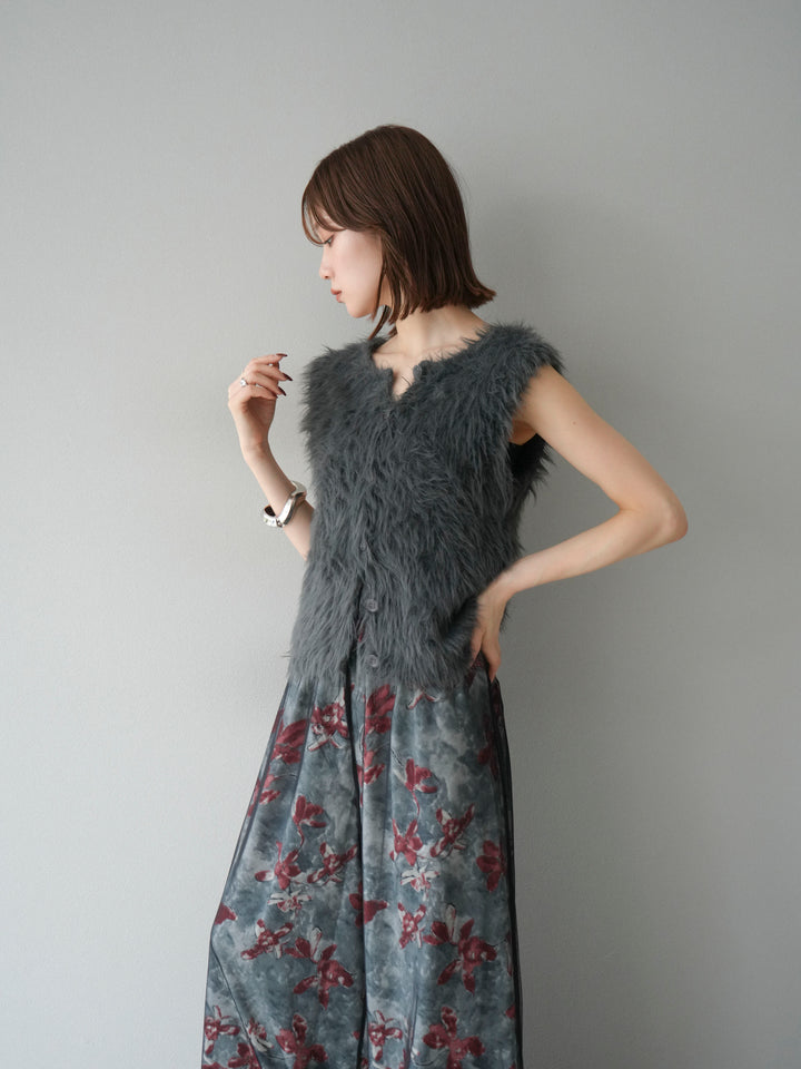 [予約]シャギーニットベスト/チャコール