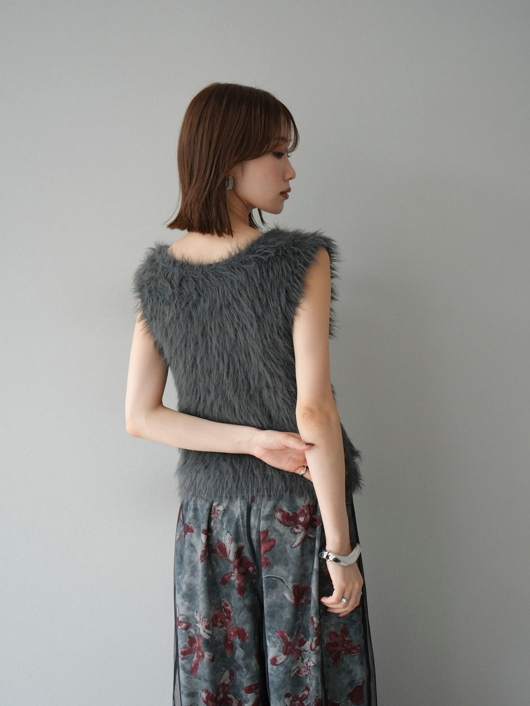 [予約]シャギーニットベスト/チャコール