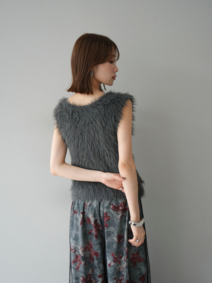 [予約]シャギーニットベスト/チャコール