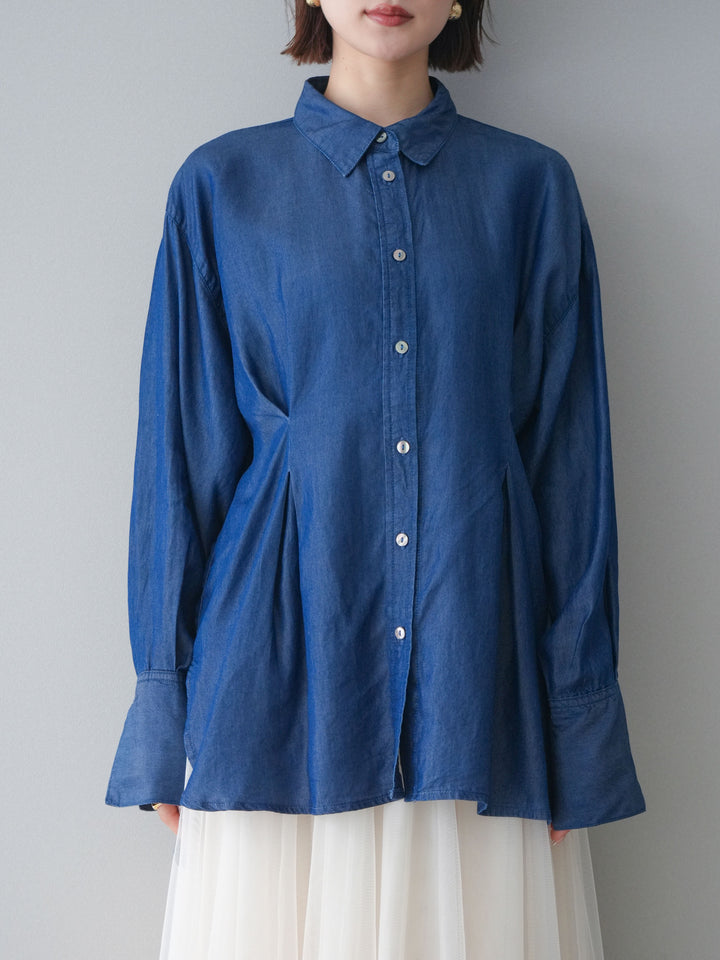 [予約]テンセルデニムタックシャツ/navy