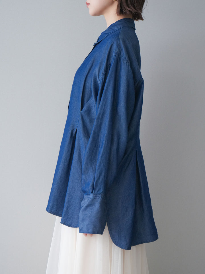 [予約]テンセルデニムタックシャツ/navy