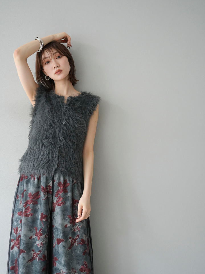 [予約]シャギーニットベスト/チャコール