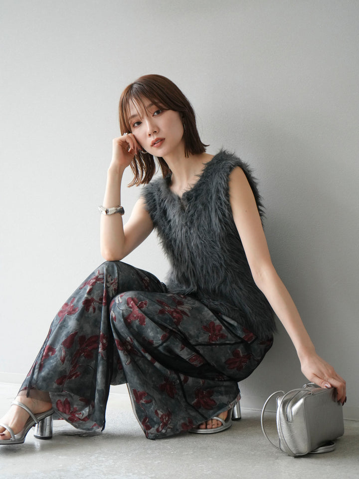 [予約]シャギーニットベスト/チャコール