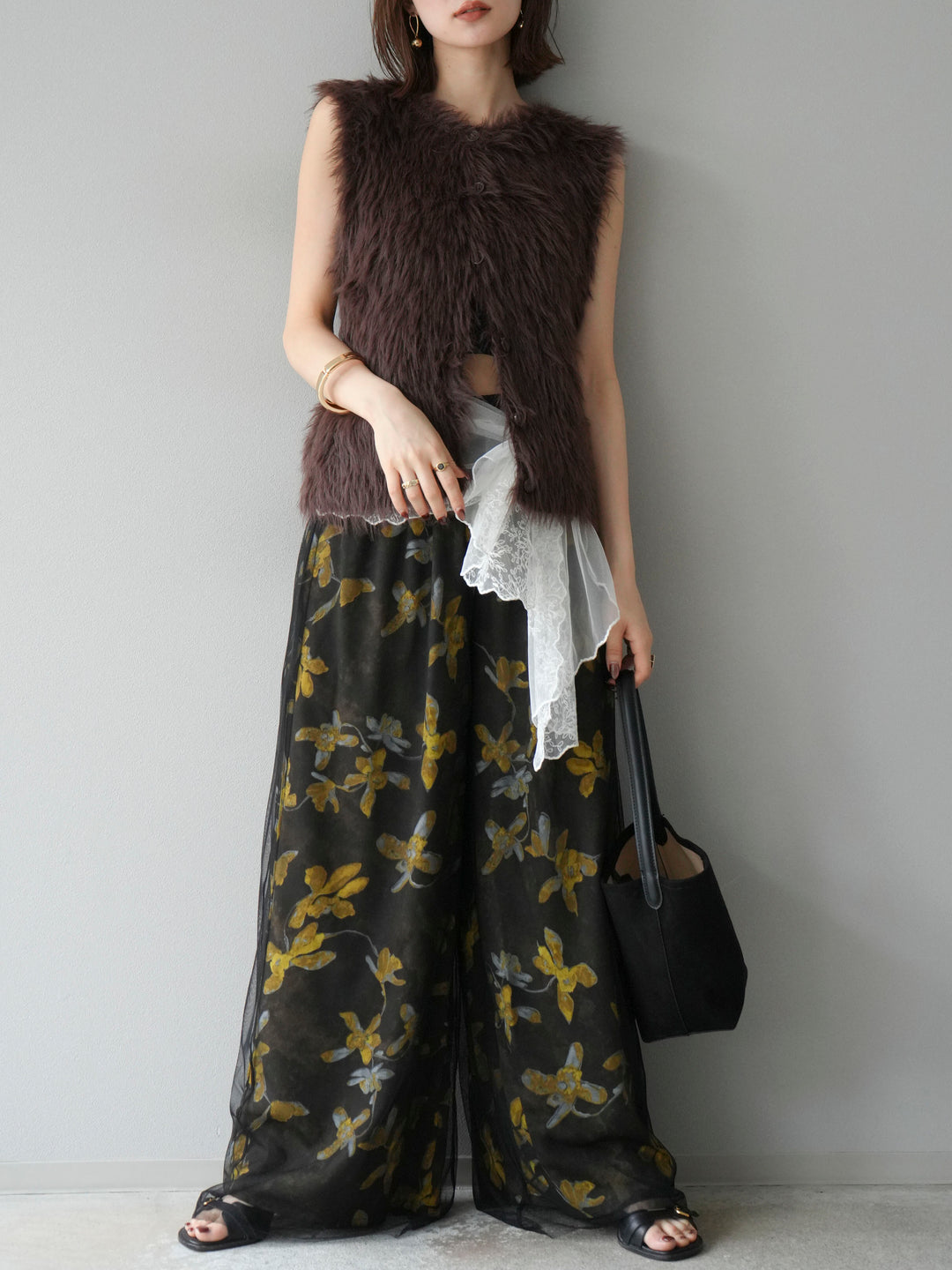 [予約]シャギーニットベスト/ブラウン