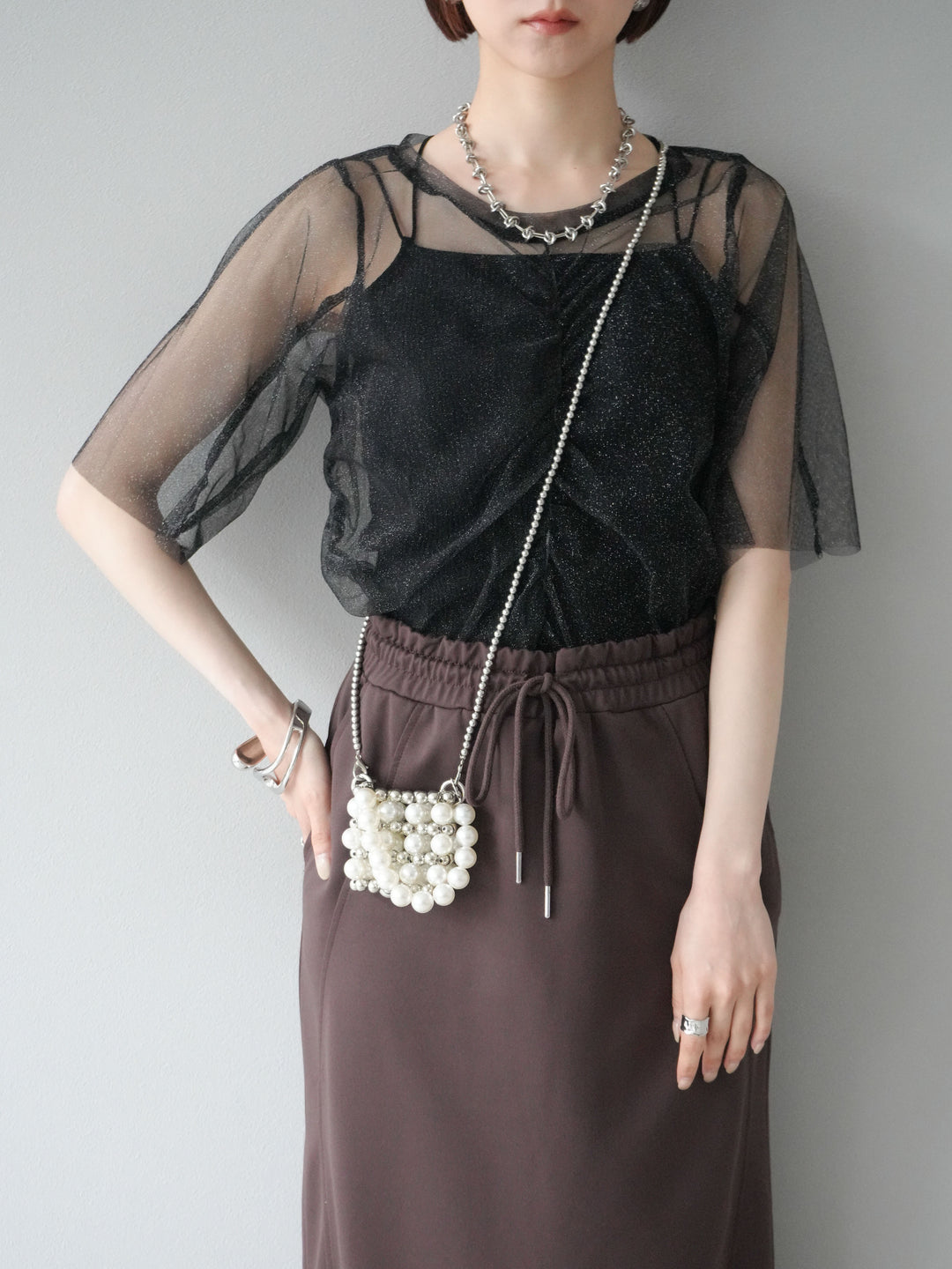 [SET]ラメチュールシャーリングプルオーバー+選べるアクセセット(2set)