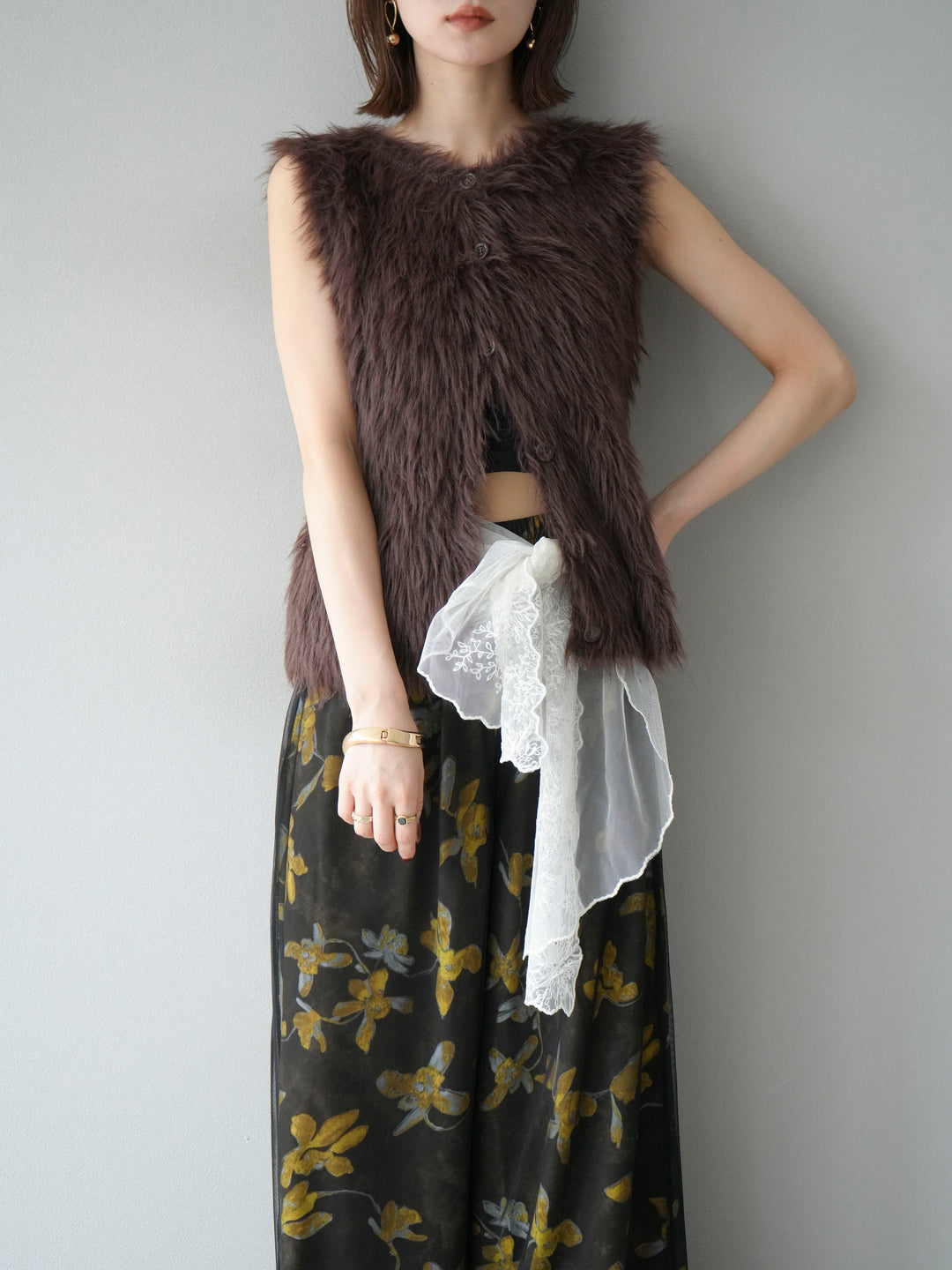 [予約]シャギーニットベスト/ブラウン