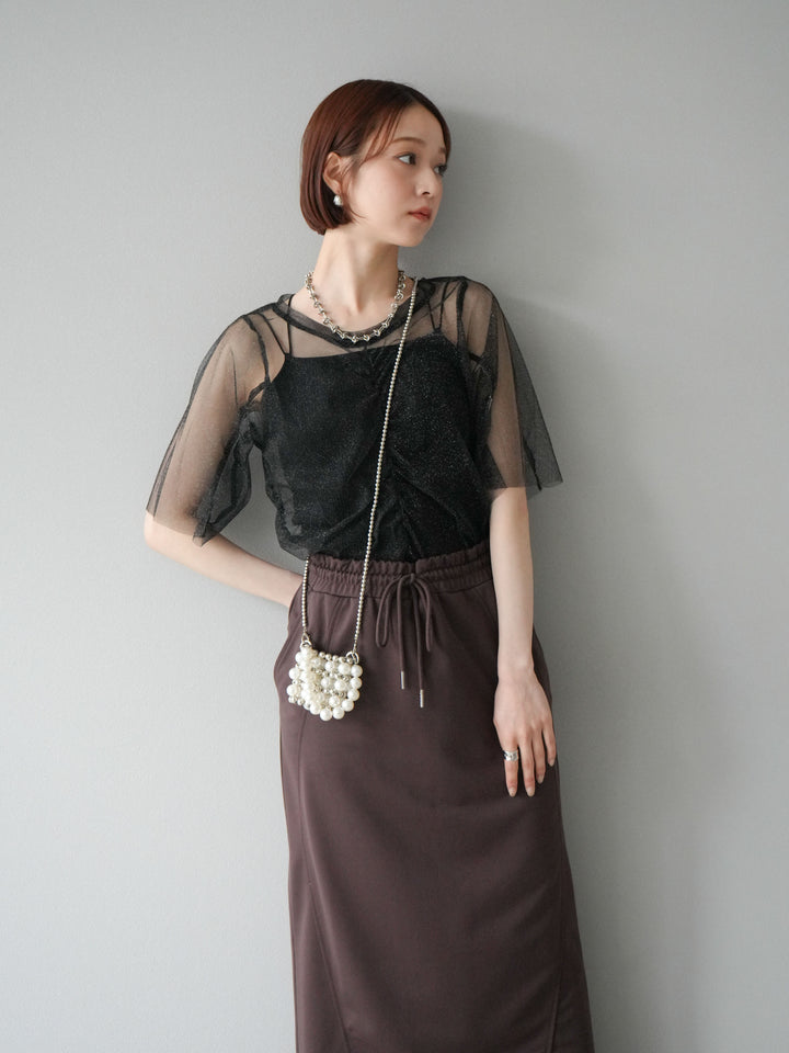 [SET]ラメチュールシャーリングプルオーバー+選べるアクセセット(2set)