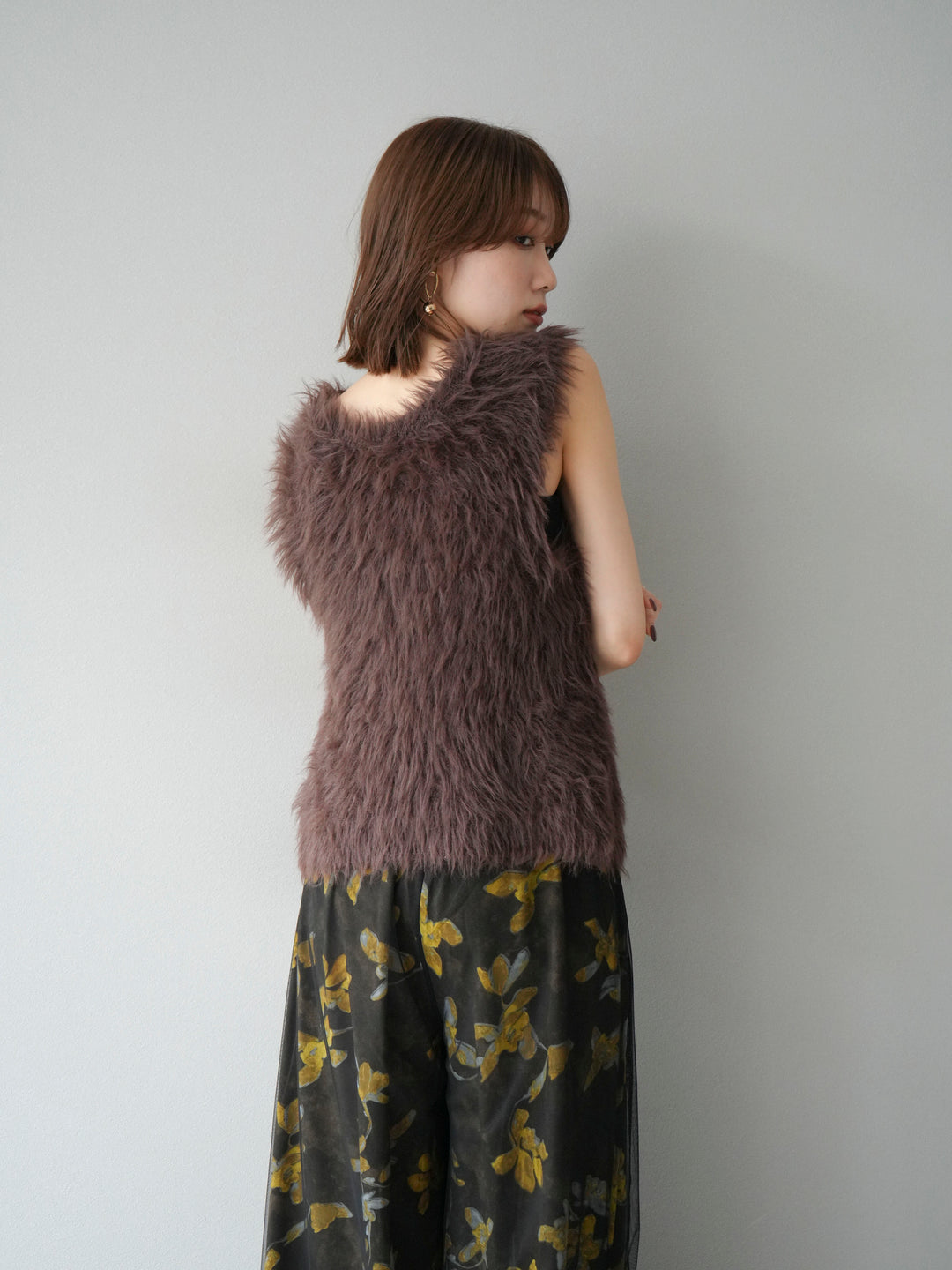 [予約]シャギーニットベスト/ブラウン