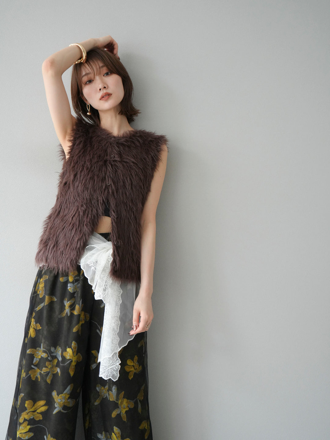 [予約]シャギーニットベスト/ブラウン