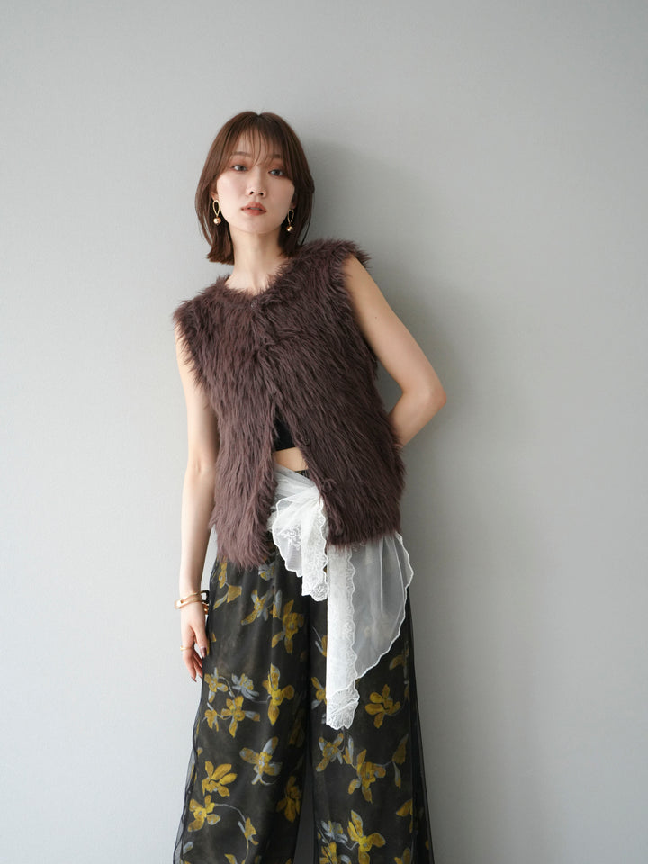 [予約]シャギーニットベスト/ブラウン