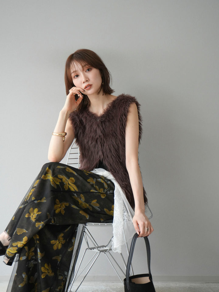 [予約]シャギーニットベスト/ブラウン