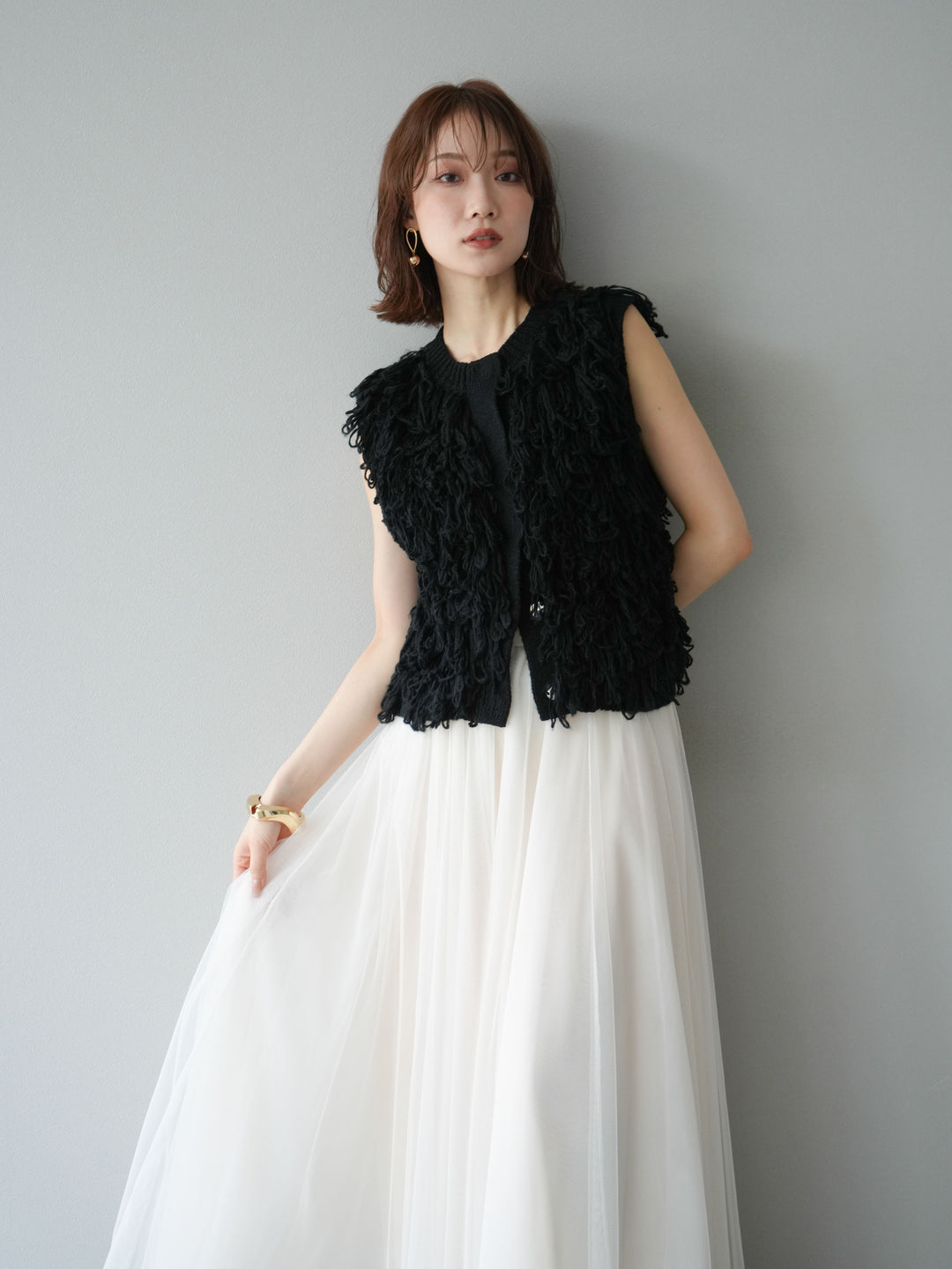 [套裝] 前開式針織背心 + 選配配件套裝（2 套）