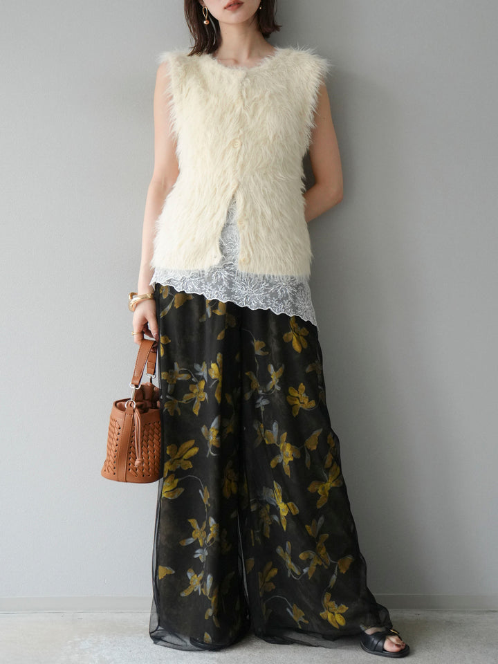 [予約]シャギーニットベスト/アイボリー