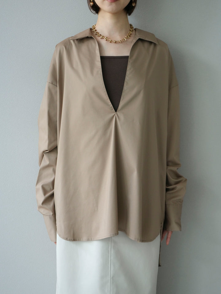 [予約]ブロードディープスキッパーブラウス/ベージュ