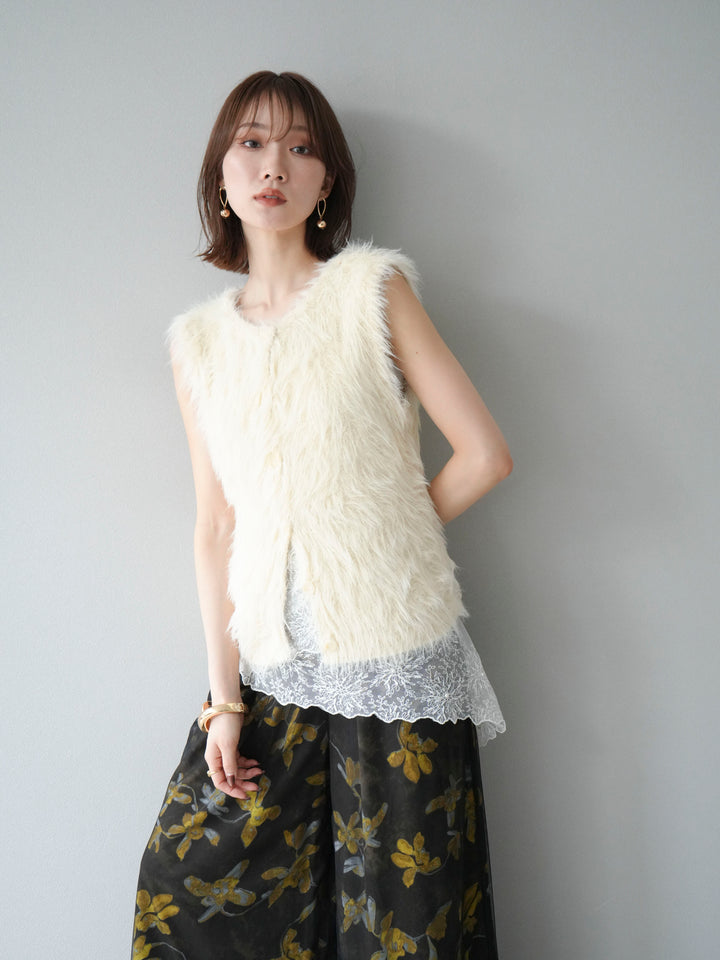 [予約]シャギーニットベスト/アイボリー