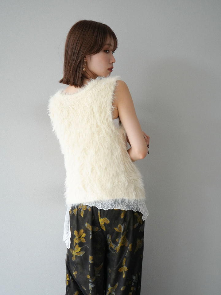 [予約]シャギーニットベスト/アイボリー