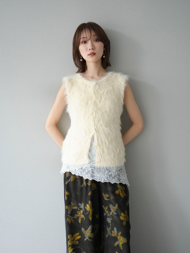 [予約]シャギーニットベスト/アイボリー