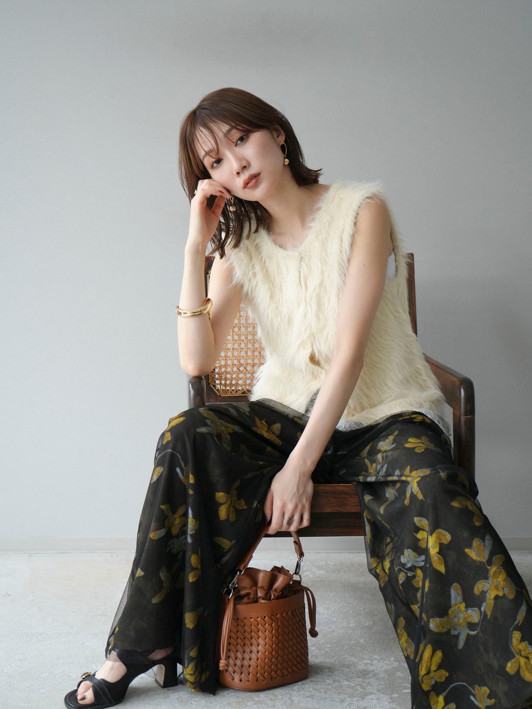 [予約]シャギーニットベスト/アイボリー