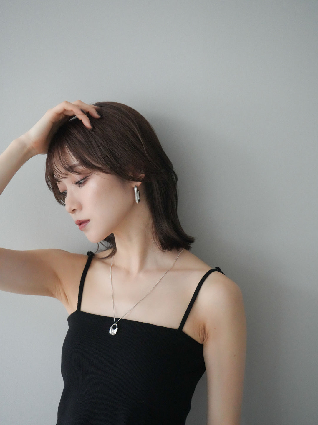 [予約]スクエアマットフープピアス/silver