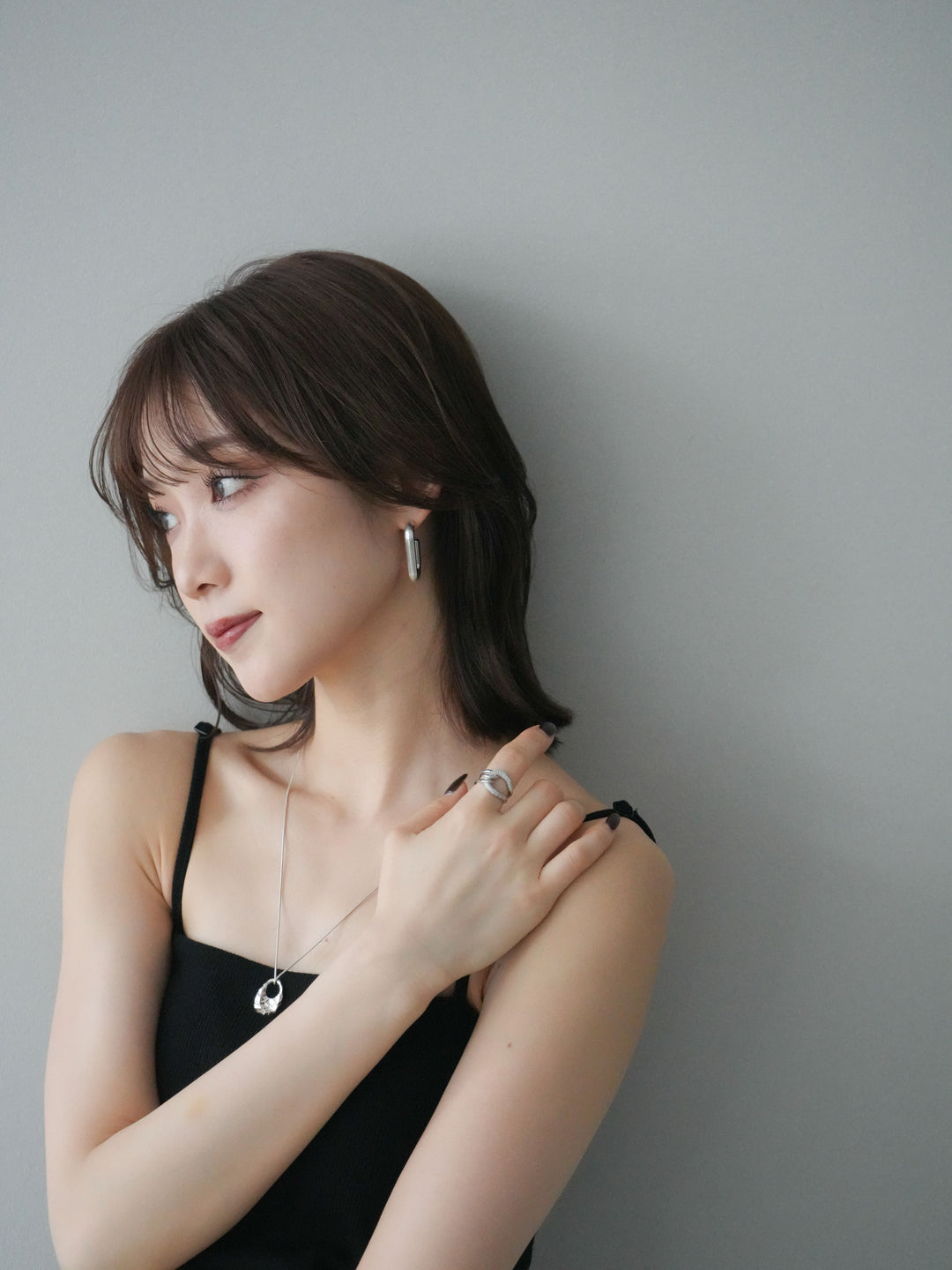 [予約]スクエアマットフープピアス/silver