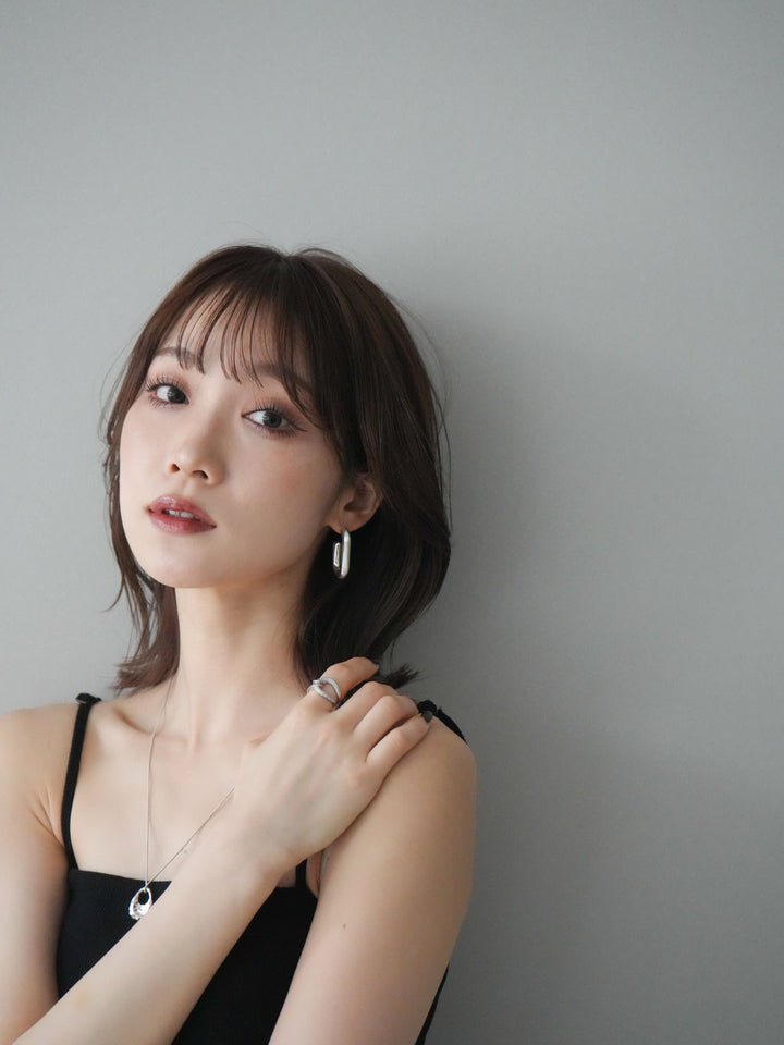 [予約]スクエアマットフープピアス/silver