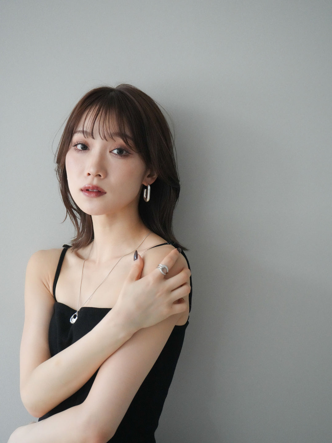 [予約]スクエアマットフープピアス/silver