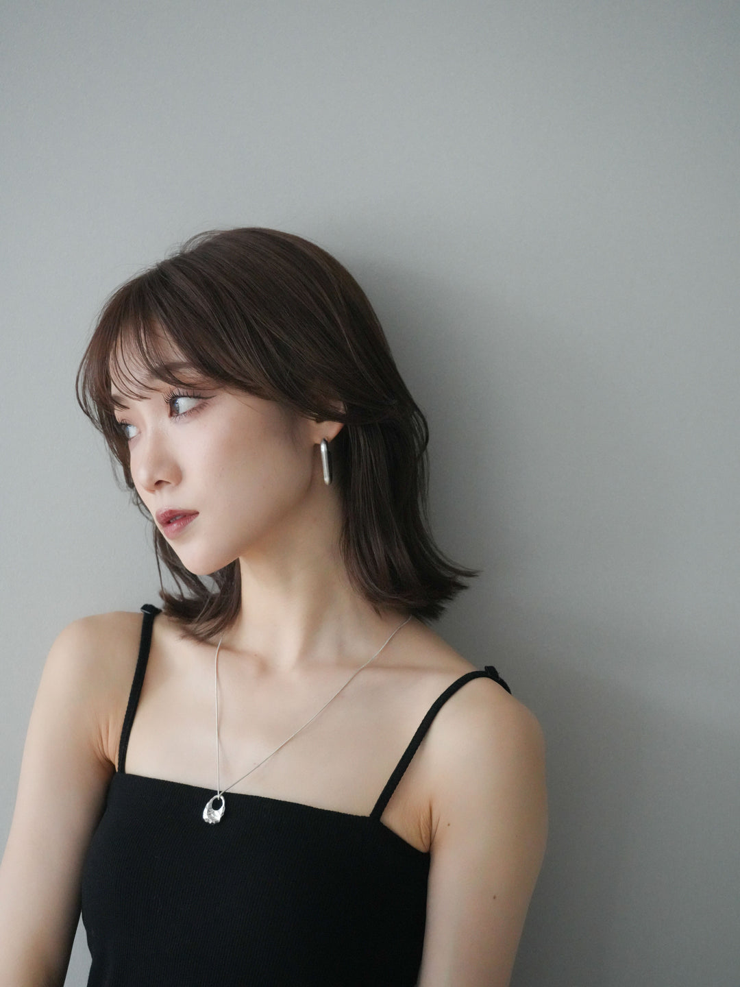 [予約]スクエアマットフープピアス/silver