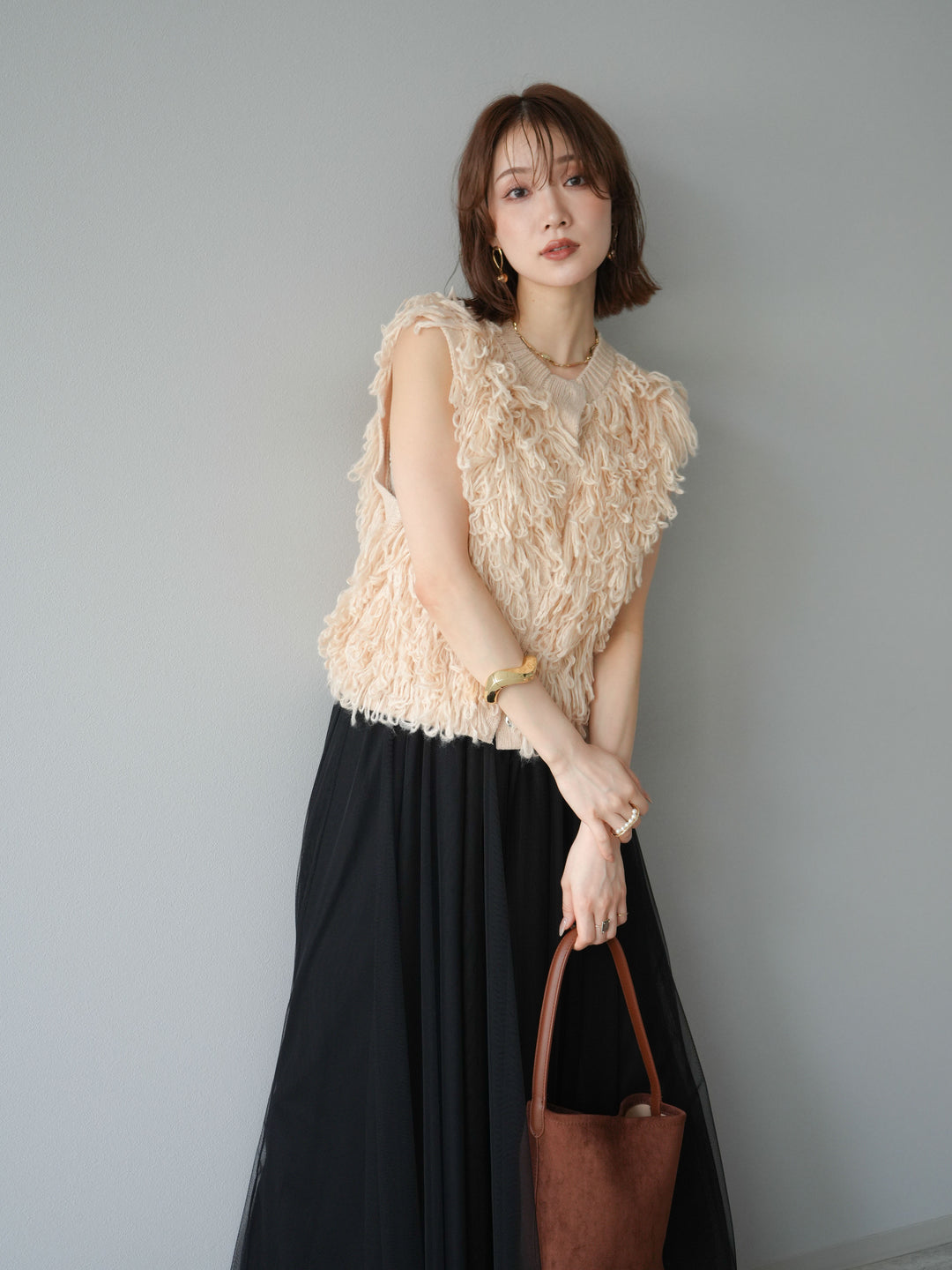 [套裝] 前開式針織背心 + 選配配件套裝（2 套）