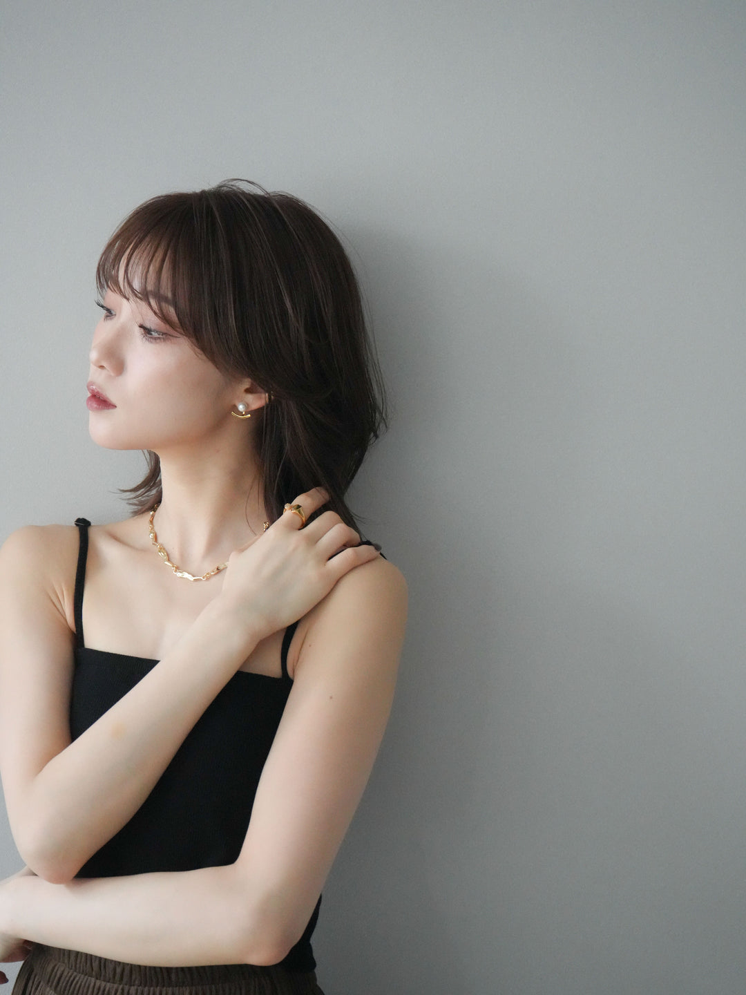 [予約]2WAYパールモチーフピアス/gold