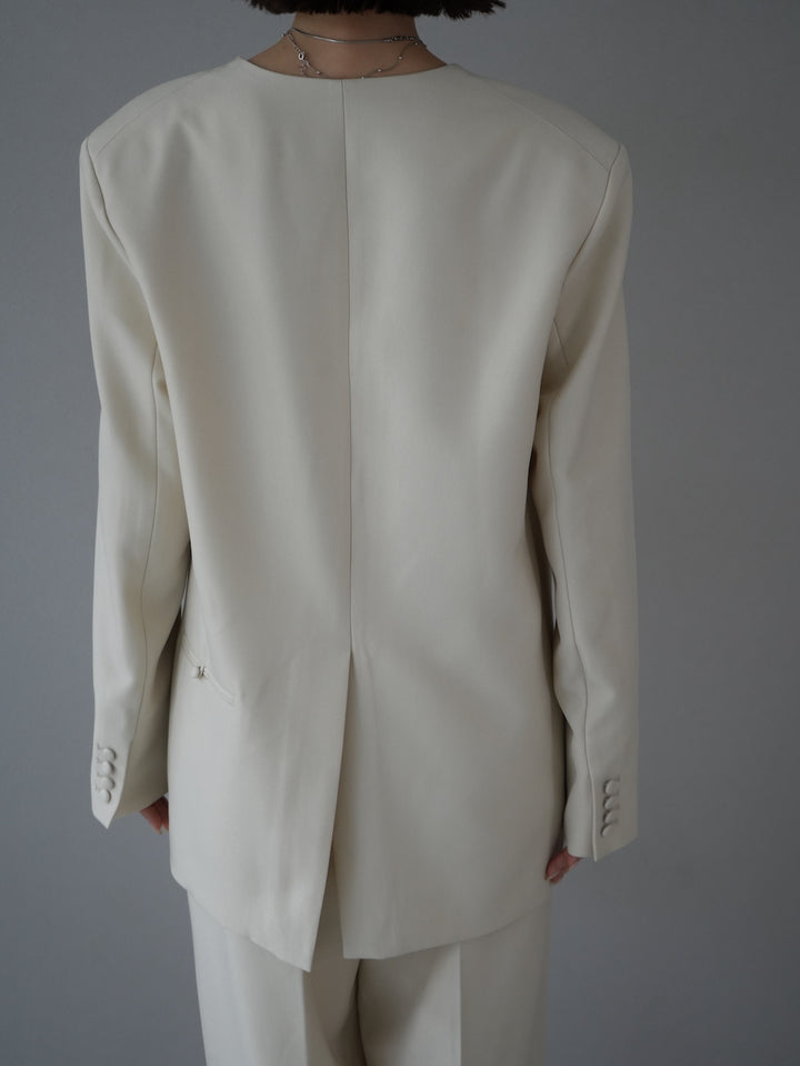 [予約]design button collarless jacket / ivory