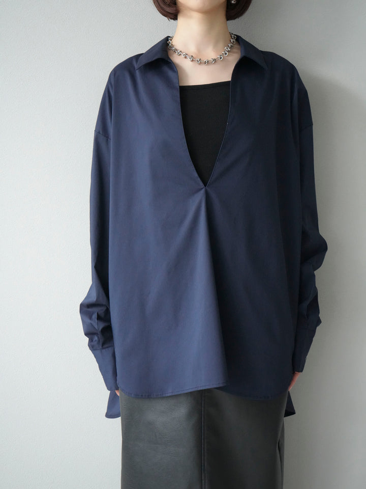 [予約]ブロードディープスキッパーブラウス/ネイビー