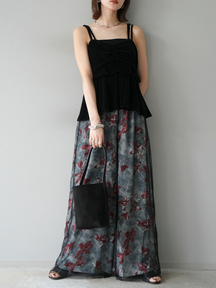 [予約]ベロアフリルビスチェ/ブラック