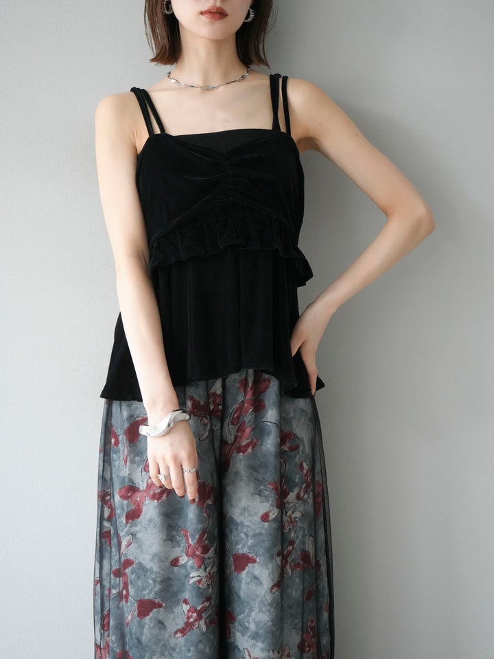 [予約]ベロアフリルビスチェ/ブラック