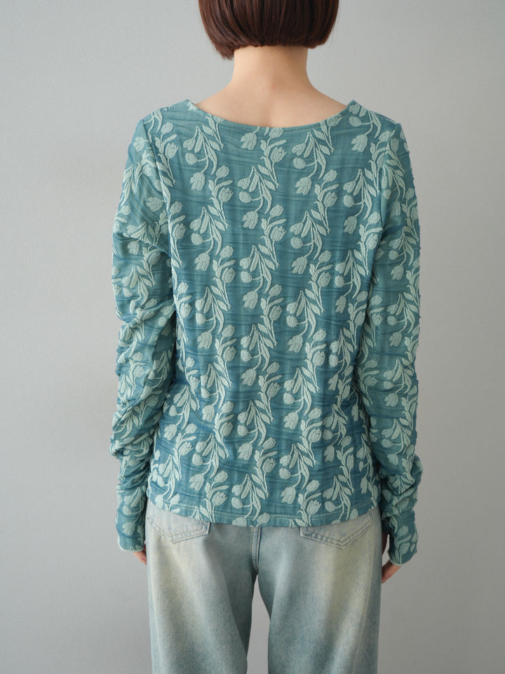 【預購】雙層紗布提花上衣/綠