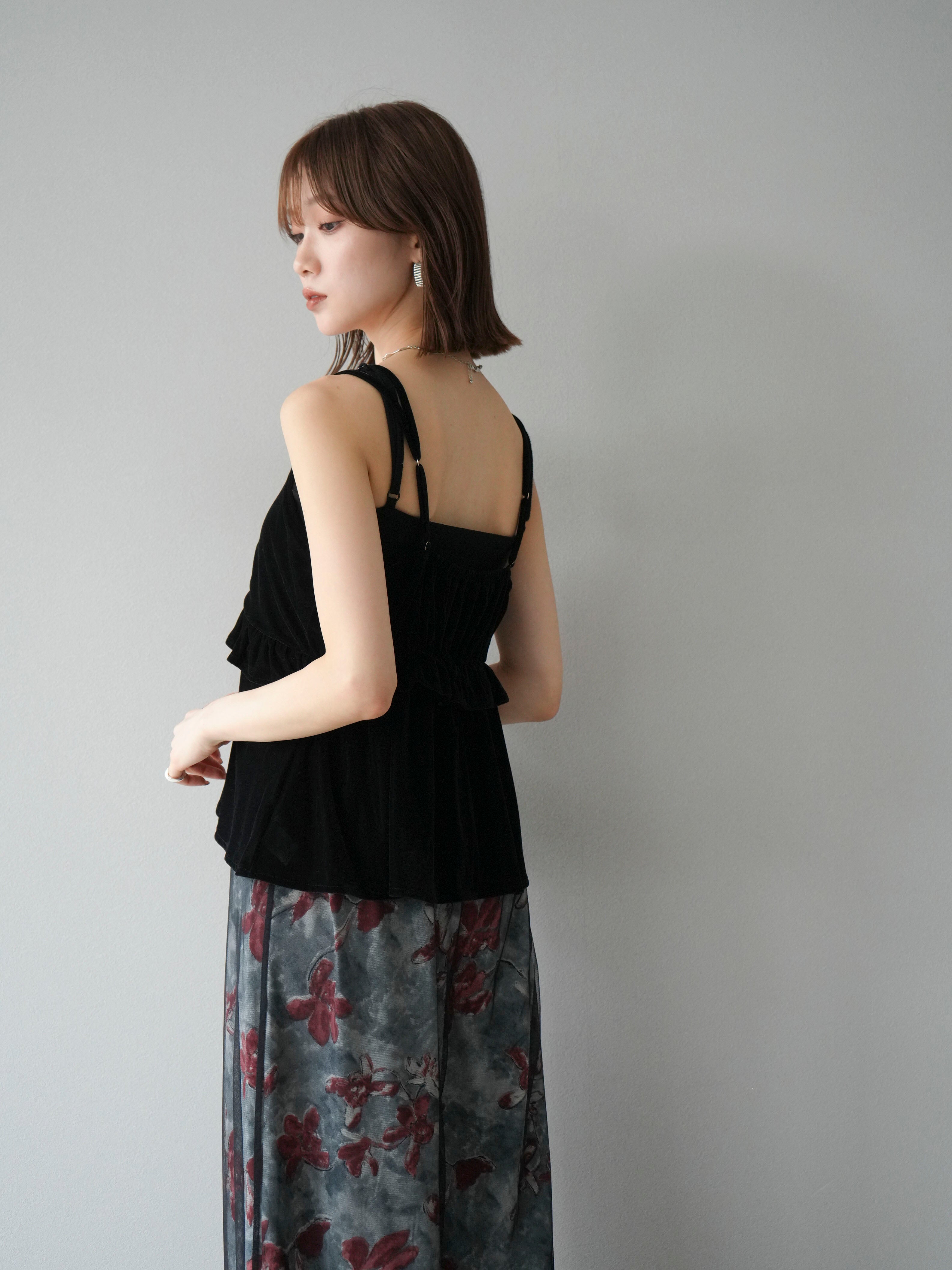 t.japan フリルビスチェ　ブラック セール】フリルビスチェスリーブレストップ [ブラック]（Tシャツ