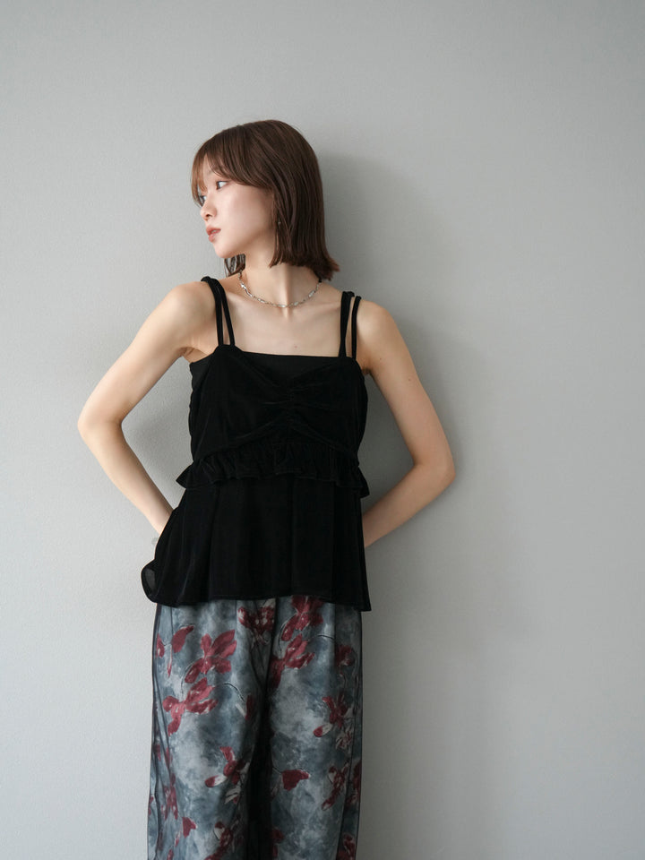 [予約]ベロアフリルビスチェ/ブラック