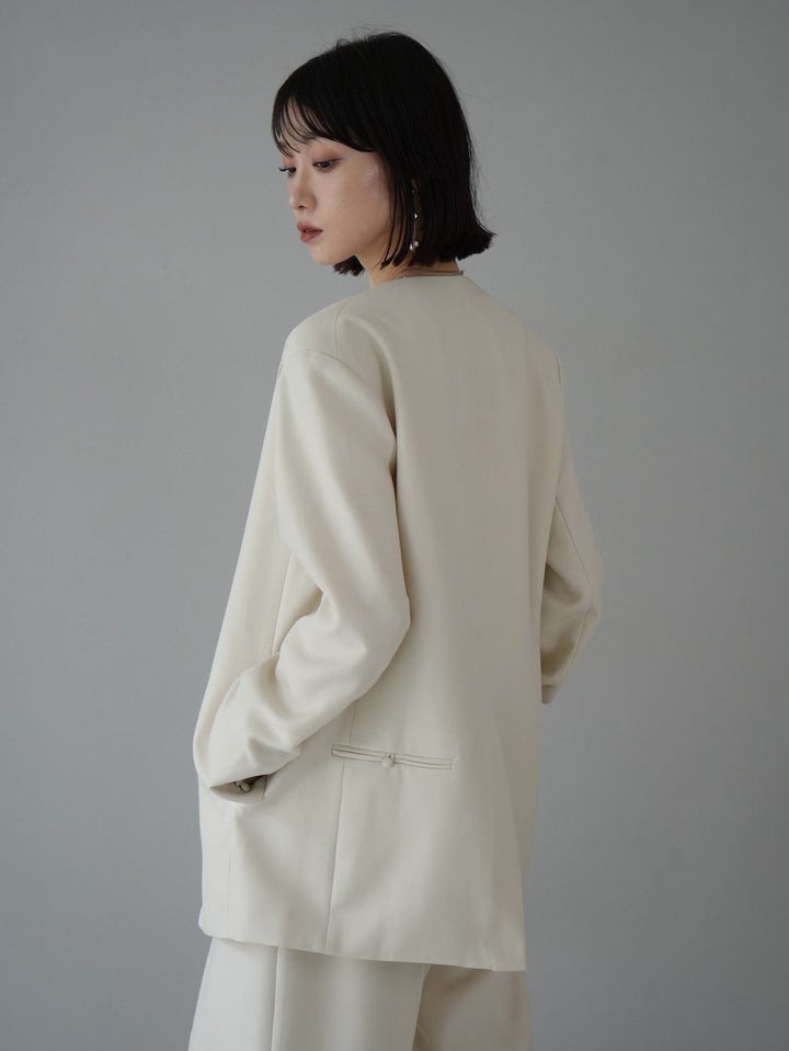[予約]design button collarless jacket / ivory