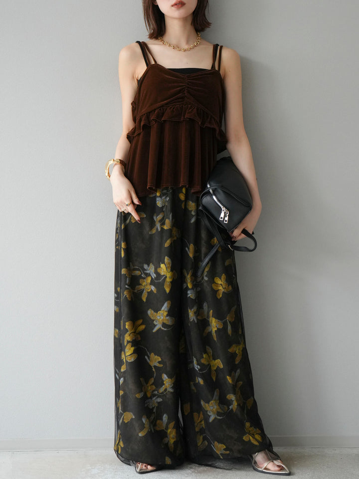 [予約]ベロアフリルビスチェ/ブラウン