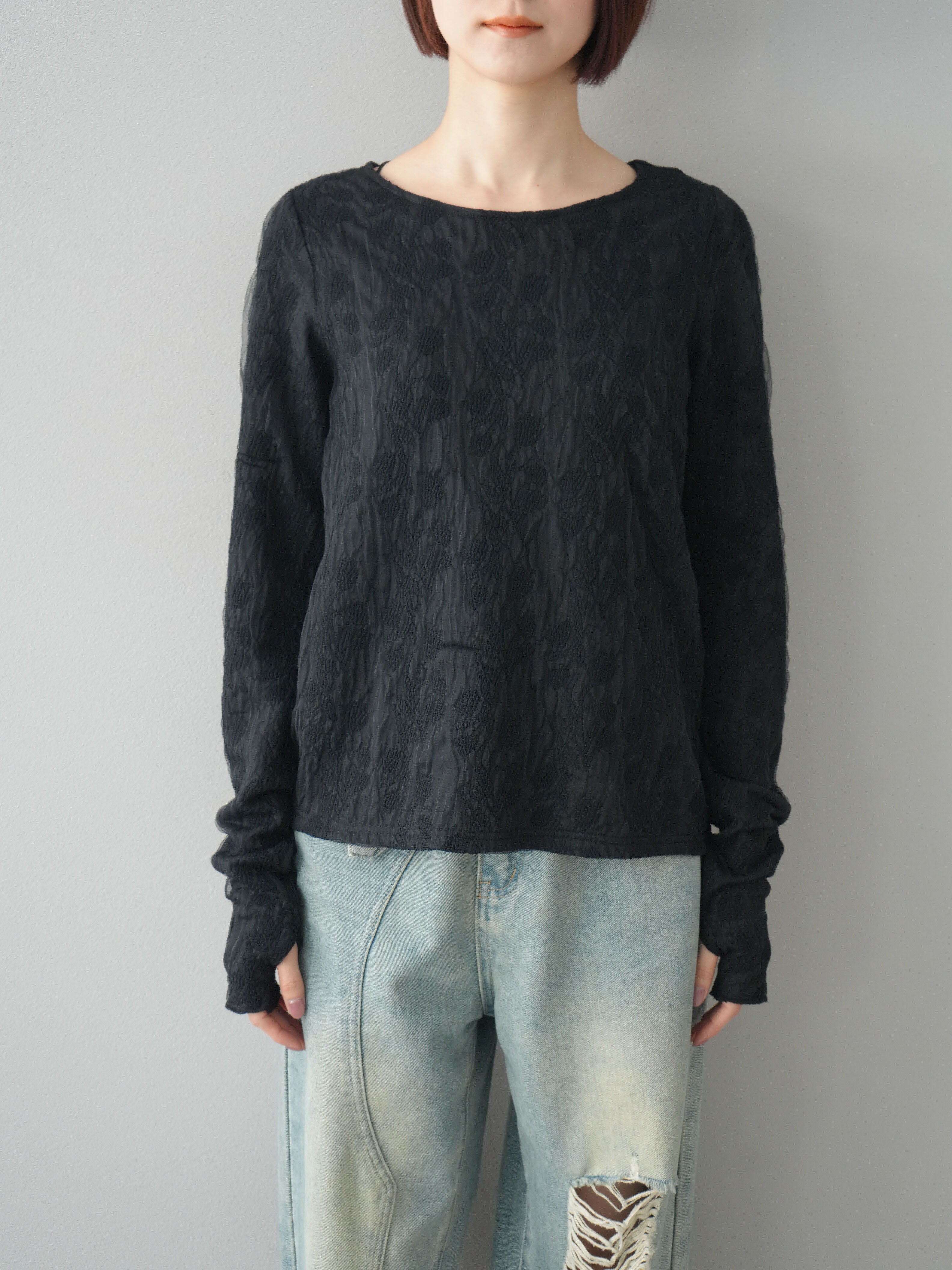 美品♪ 【Bluelea】ブルレア ジャガードトップス　ブラック 2025年最新】bluelea ブルレア ジャガードブラウスの人気