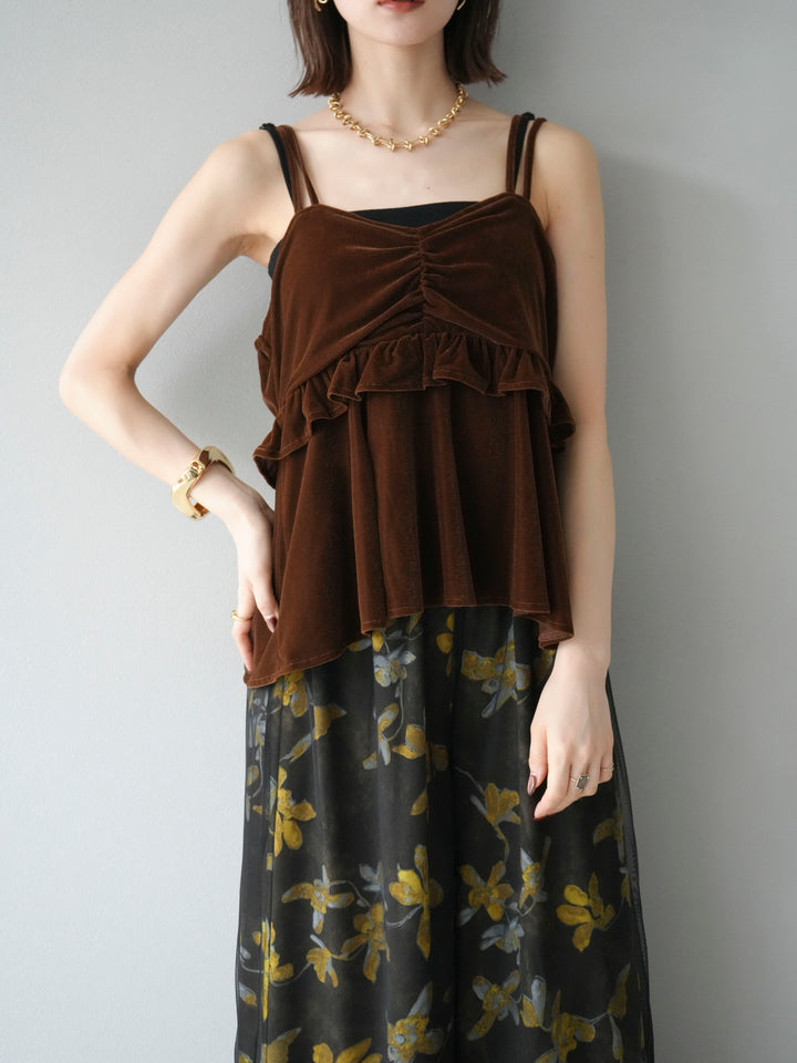 [予約]ベロアフリルビスチェ/ブラウン