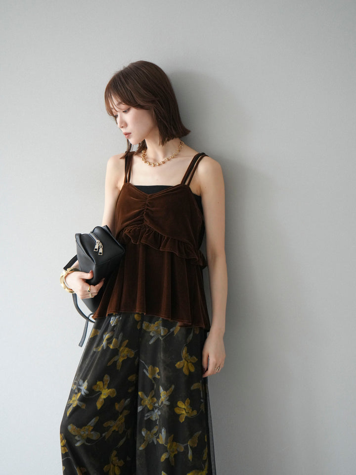 [予約]ベロアフリルビスチェ/ブラウン