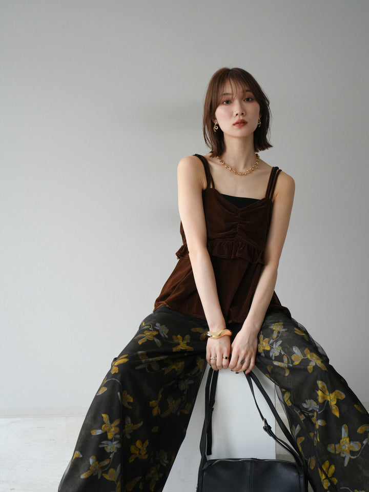 [予約]ベロアフリルビスチェ/ブラウン