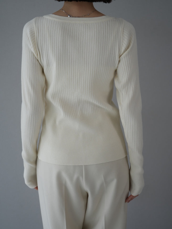 [予約]compact rib knit cardigan / white