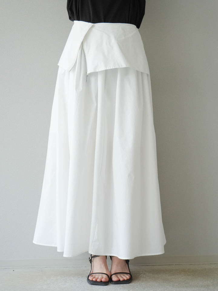 [予約]レイヤードジップデザインブロードフレアスカート/ホワイト