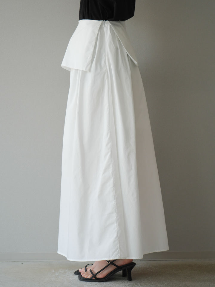 [予約]レイヤードジップデザインブロードフレアスカート/ホワイト